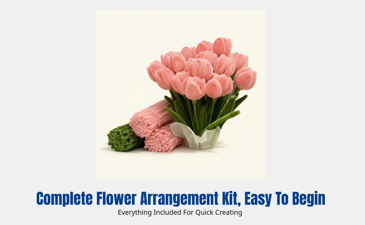 Pipe Cleaner Craft Kit, DIY Flower Arrangement, Creative Gift for Kids, Teacher's Day, Boredom Relief