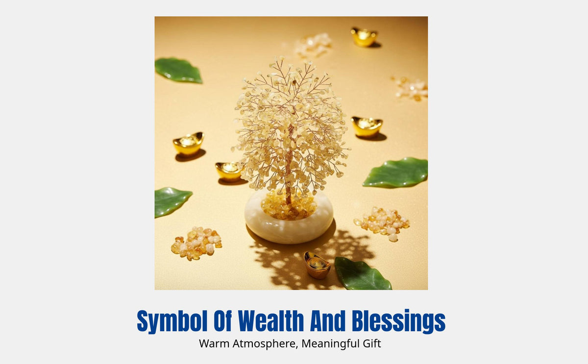 Natural Yellow Crystal Money Tree Decoration, Greenstone Desktop Ornament, Premium Gift for Living Room, Entryway, Housewarming