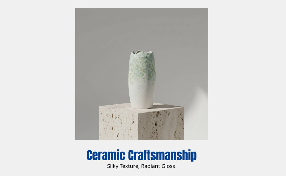 Ceramic Vase, Modern Chinese Style, No-Hole Decorative Flower Container for Living Room, Entryway, Countertop, Home Decor