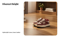 athletic shoes, discreet Height Increase 7cm, Thick Sole, Unisex, Canvas Board Shoes, Red Washed, Mixed Material