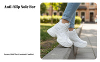 9cm Height Increasing Leather Chunky athletic shoes for Women, Thick Sole, Breathable Mesh, season Summer relaxed Shoes
