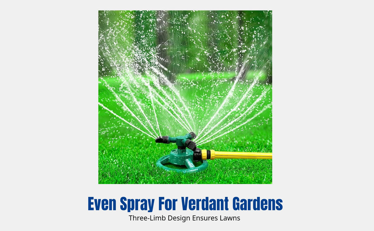 Plastic Lawn Sprinkler, 360° Rotating Three-spoke Adjustable Garden Watering Tool