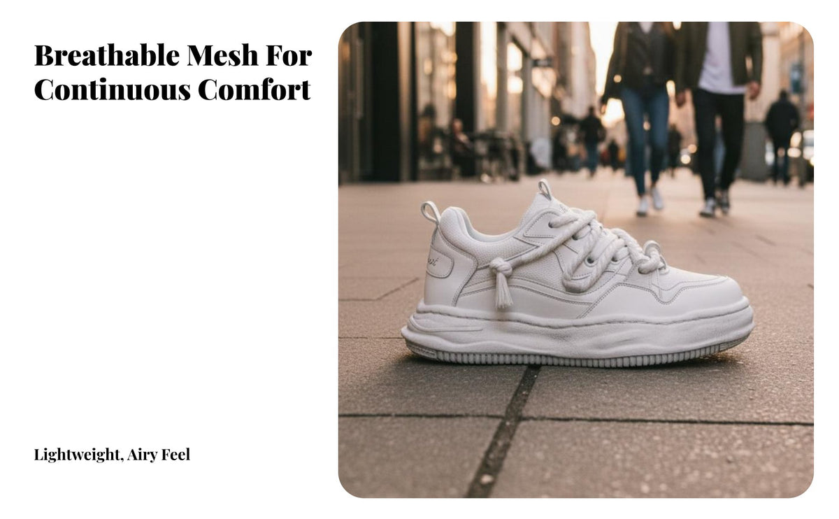 Height Increasing athletic shoes, 7cm discreet elevated sole, Unisex relaxed Board Shoes, Niche Original Design, Breathable Mesh Upper