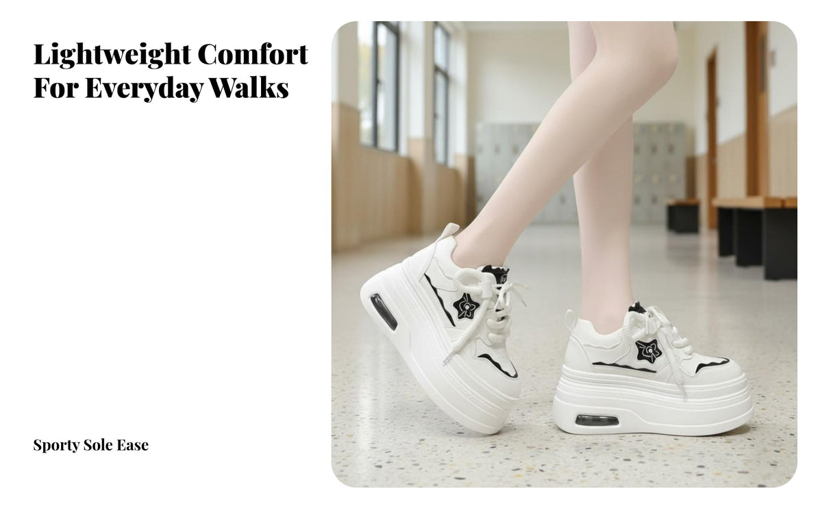 elevated athletic shoes, 8cm Thick Sole, Women's relaxed cream Shoes, Autumn 2025, Korean design, Height Increasing, Lace-Up