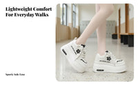 elevated athletic shoes, 8cm Thick Sole, Women's relaxed cream Shoes, Autumn 2025, Korean design, Height Increasing, Lace-Up