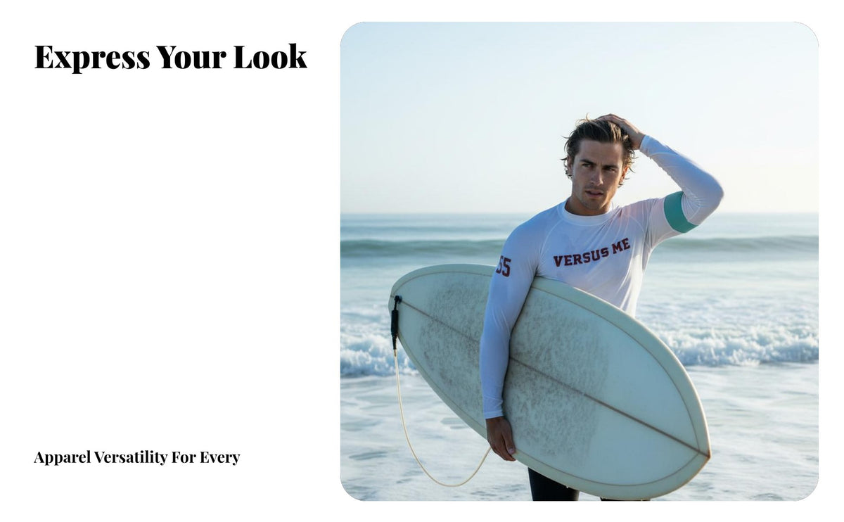 Men's Rash Guard, Long Sleeve, Tight Fit, Sun Protection, Split Wetsuit, Surfing