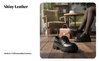 British Style Platform Loafers, Black Chunky Sole, Adaptable JK Design, Autumn Winter