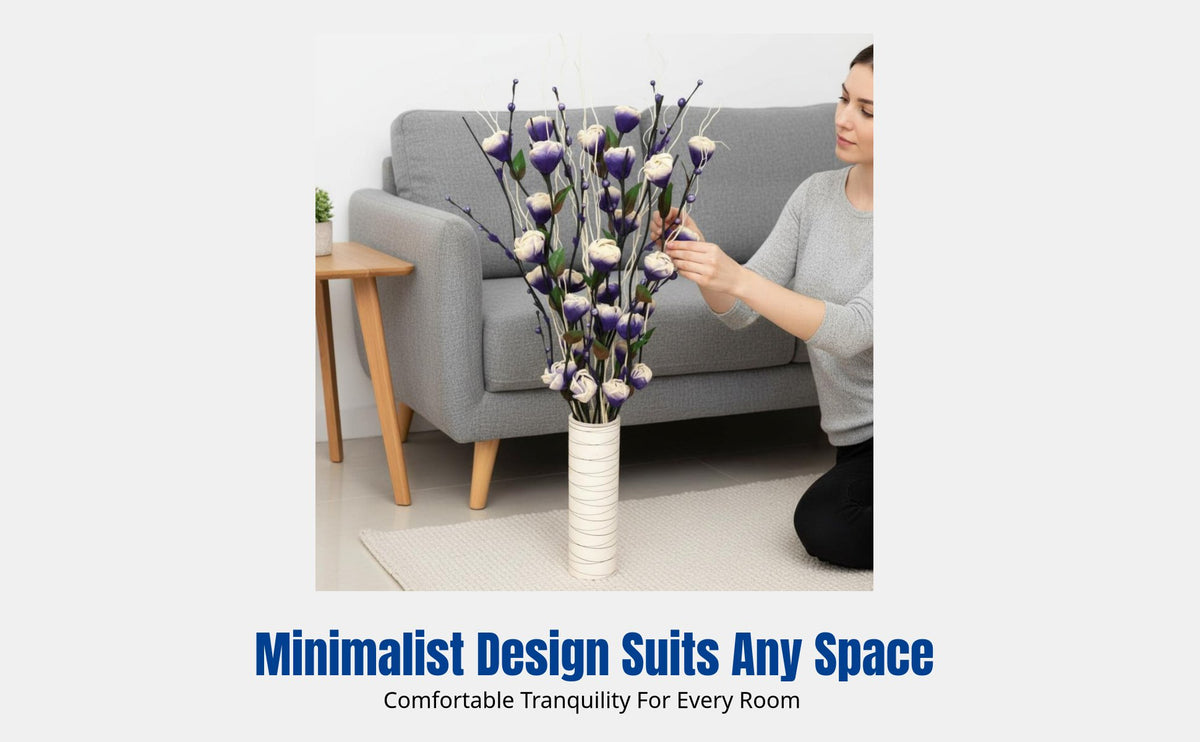 Artificial Flower Arrangement, Foliage Vein Faux Floral, Floor Vase Set, Living Room Decor