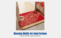 Red Crystal Plush Door Mat, Chinese New Year Entryway Rug, Blessing Character, Modern Chinese Design, Home Gift