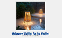 Outdoor Solar Chinese Courtyard Lantern, Waterproof Garden Ambience Light, Portable Wicker Lawn Lantern
