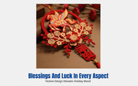 Year of the Horse New Year Decoration, Flocked Fabric Fu Character Hanging, Chinese Style