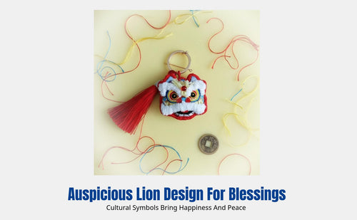 DIY Lion Embroidery Ornament, Peace Keepsake Keychain, Chinese Style Car Hanging, Birthday Gift for Loved Ones