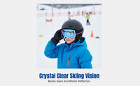 Kids Ski Goggles, Colorful Coated Anti-Fog Glasses, Polyurethane Frame, Windproof, Outdoor Winter, Stylish Design
