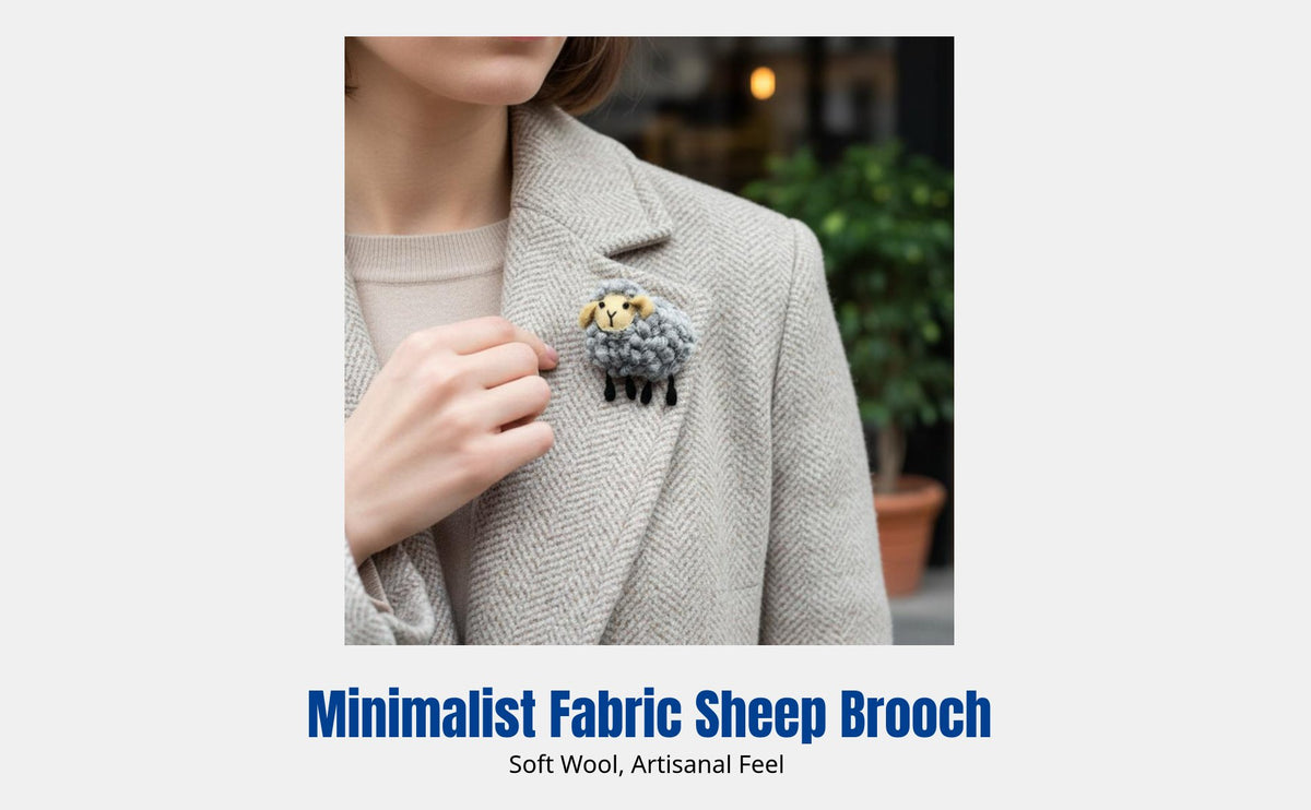 Wool Felt Brooch, Handmade Cartoon Sheep Pin, Cute Accessory for Bag, Sweater, Coat, Random Design