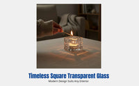 Transparent Glass Planter, Square Mini Pot, Multi-Use Vase Candle Holder