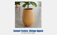 Nordic Minimalist Handmade Cement Planter, Antique Yellow Series, Large Floor Pot, Artistic Texture, Multiple Sizes