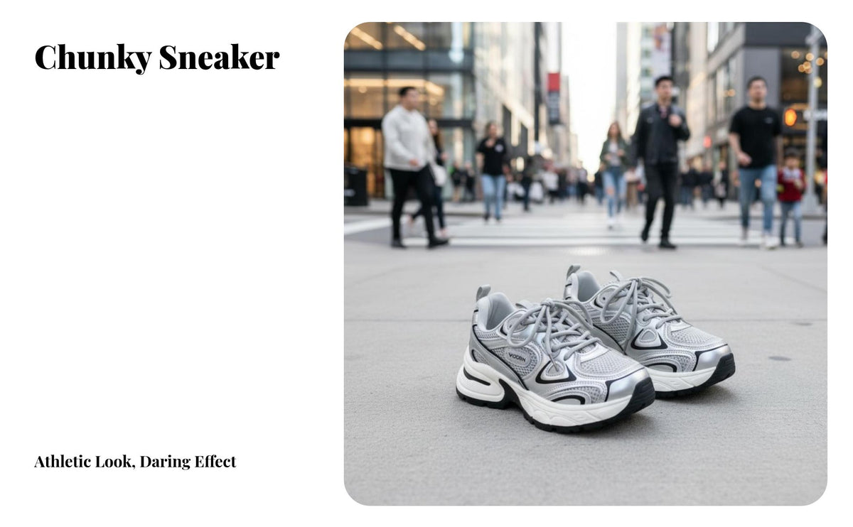 Chunky Silver Dad Shoes, Women's Height Boost Trainers, Breathable Mesh, 2025