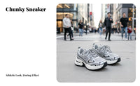 Chunky Silver Dad Shoes, Women's Height Boost Trainers, Breathable Mesh, 2025
