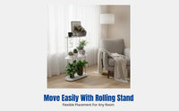 Movable Multi-Tier Stand, Wooden Indoor Plant Holder with Casters, Adjustable Storage Shelf