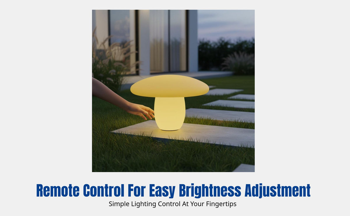 Solar LED Mushroom Garden Light, Remote Control, Multicolor, Waterproof, Outdoor Stake Light for Villa