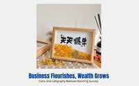 Auspicious Blessing Frame, Modern Calligraphy Painting, Desktop Decoration, Rectangular Wooden Art, Gift for Home or Office