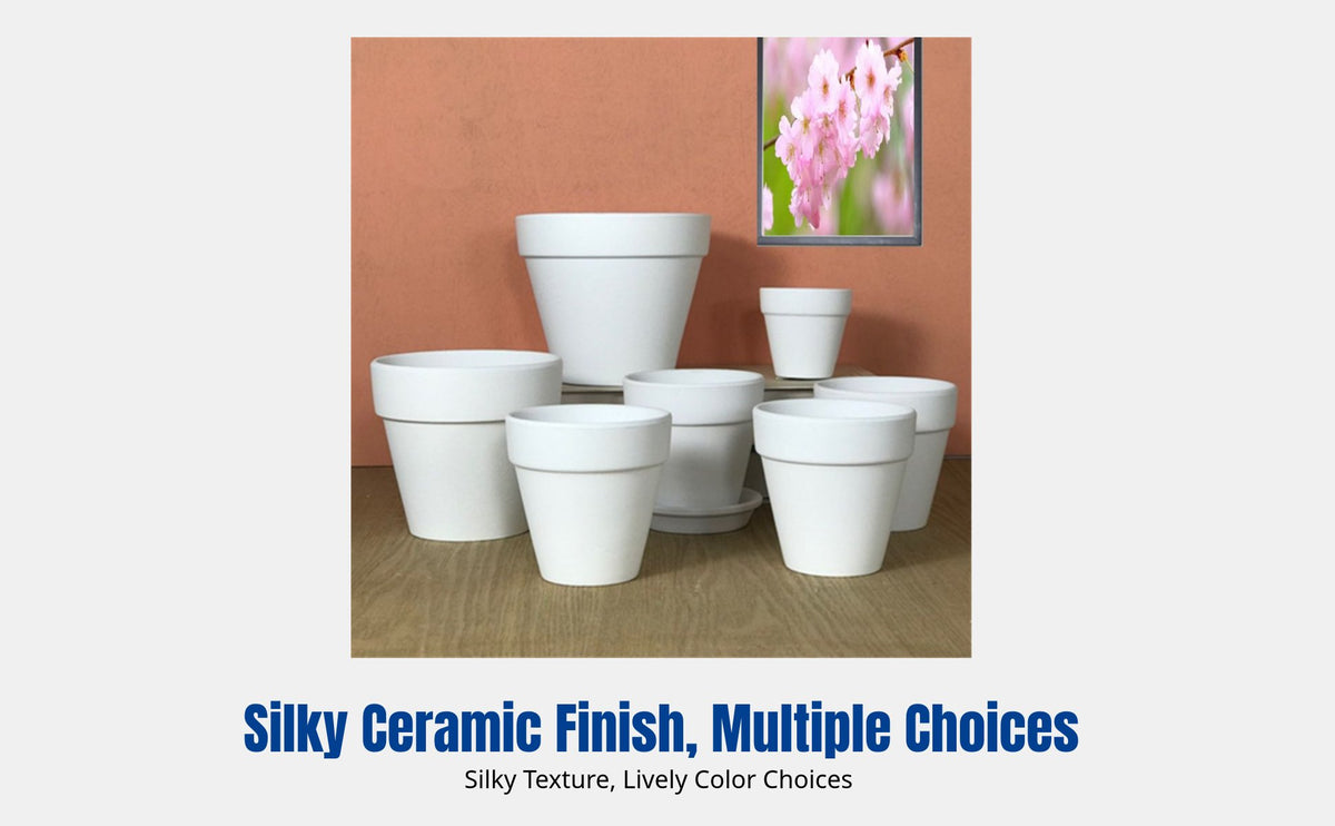 Cream Ceramic Flower Pot, Minimalist Planter, Colorful Clay Pot for Desktop Decor