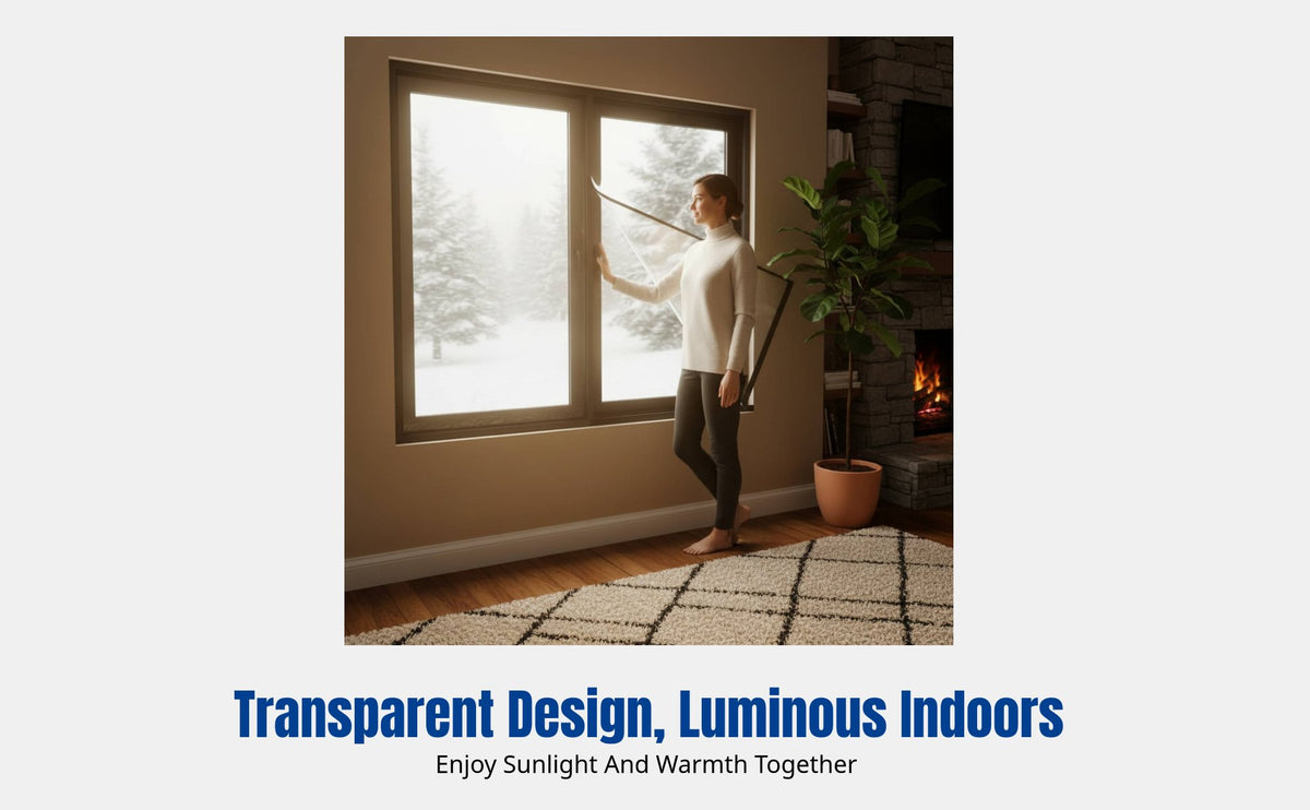 Thermal Insulated Curtain, Windproof Coldproof Transparent Film, Thick Winter Cover for Balcony, Office, Bedroom