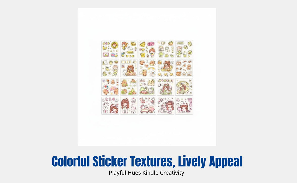 Sticker Set, Non-Repeating Holographic Cartoon Stickers, Girls Kids Notebook Decoration, Cute Creature Food Designs