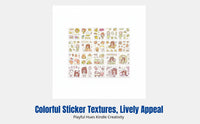 Sticker Set, Non-Repeating Holographic Cartoon Stickers, Girls Kids Notebook Decoration, Cute Creature Food Designs