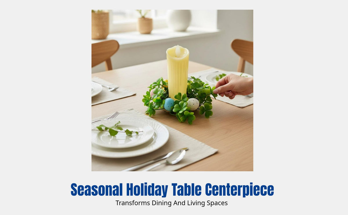 Easter Candle Wreath, Oval Table Centerpiece, European Style Decor