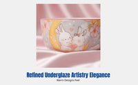 Moon Hare Cartoon Dinnerware, Underglaze Color Ceramic Rice Bowl, Large Soup Plate, Home Tableware