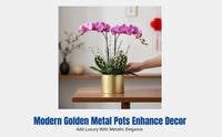 Holiday Countertop Flower Pot, Gold Iron Vase, Decorative Planter for Flowers, Holly, Willow Arrangements