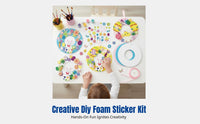 Easter Bunny Chick Oval Garland Kit, DIY Foam Sticker Craft, Holiday Party Hanging Decoration, Fabric
