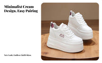 Genuine Leather elevated athletic shoes, Fleece Lined, 12cm Height Increase, relaxed Shoes for Women
