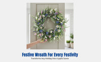 Rainbow Flower Wreath, Seasonal Door Hanging, Valentine and Easter Home Decor, Plastic Floral Accent