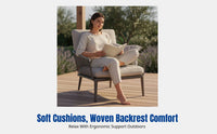 Nordic Outdoor Sofa Set, Woven Lounge Chair, Patio Furniture, Minimalist Rattan Table & Chair Set