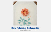 Embroidery DIY Hand Fan Kit, French Floral Linen, Beginner Craft Set, Home Decor