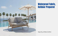 Outdoor Rattan Sofa Set, Teak Lounge Chair, Waterproof Patio Table, Nordic Style