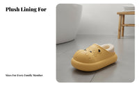 Waterproof Cartoon Teddy House Shoes, Winter Warm Indoor Shoes, Non-Slip, Parent-Child, Comfortable Heel Cover