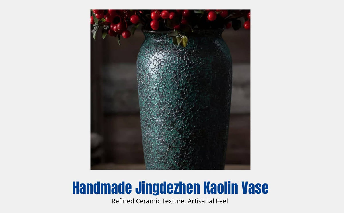 Retro Ceramic Vase, Decorative Flower Pot, Handmade, Modern Design, Living Room, Countertop, Multiple Sizes, Multicolor