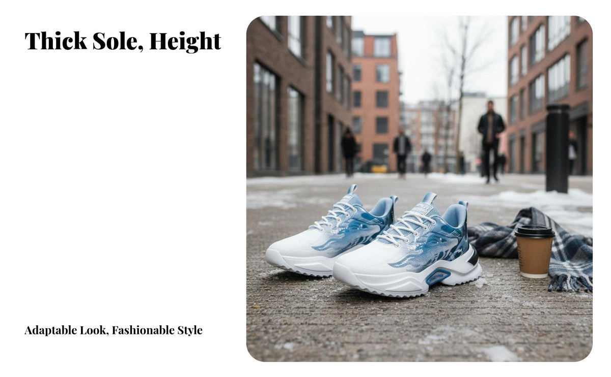 Men's Dad Shoes, Winter Plush Thick Sole, Stylish Chunky Running Trainers, Lace-Up Comfortable