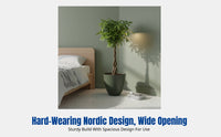 Nordic Round Flower Pot, Large Opening, Minimalist Deep Tone, Floor Planter for Money Tree, Home Display