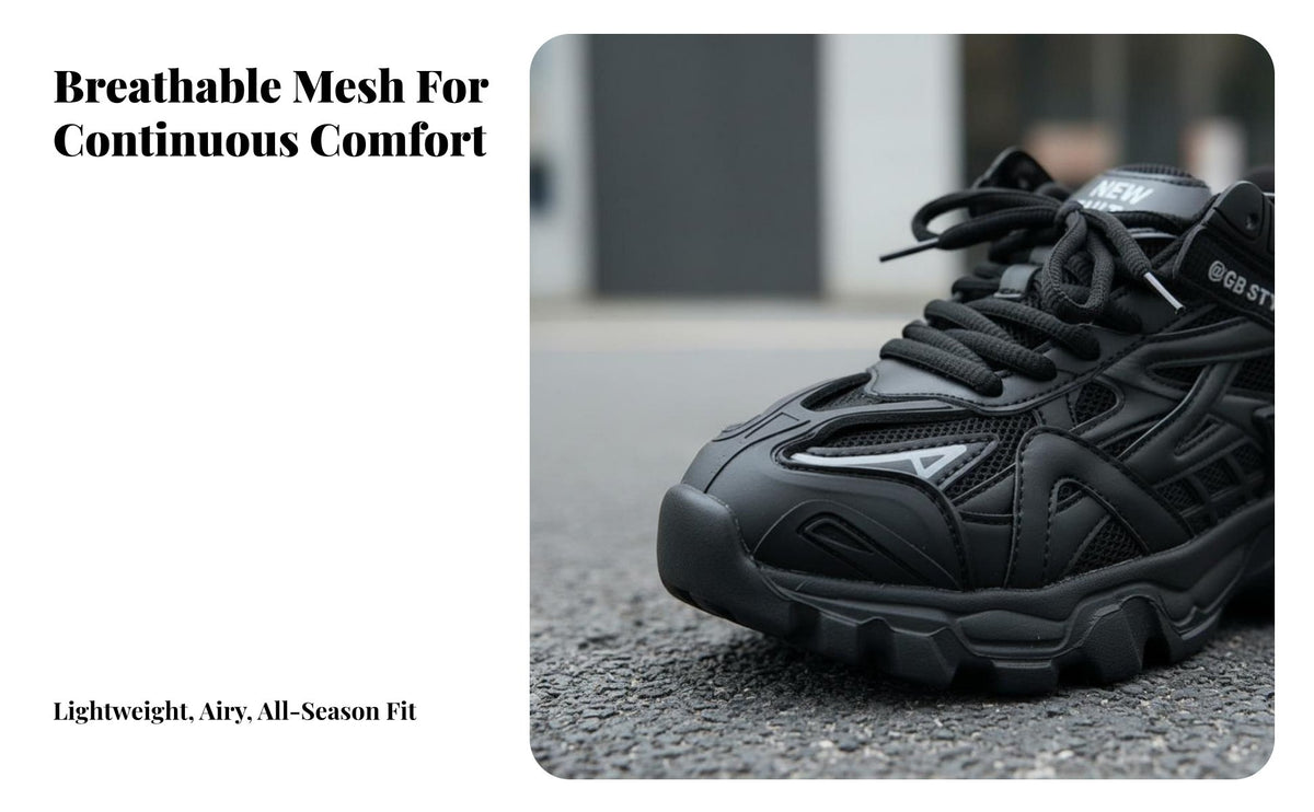 Chunky Dad Shoes, Thick Sole Height Boost, Casual Trainers for Men, Urban Style, Breathable Mesh, All Season