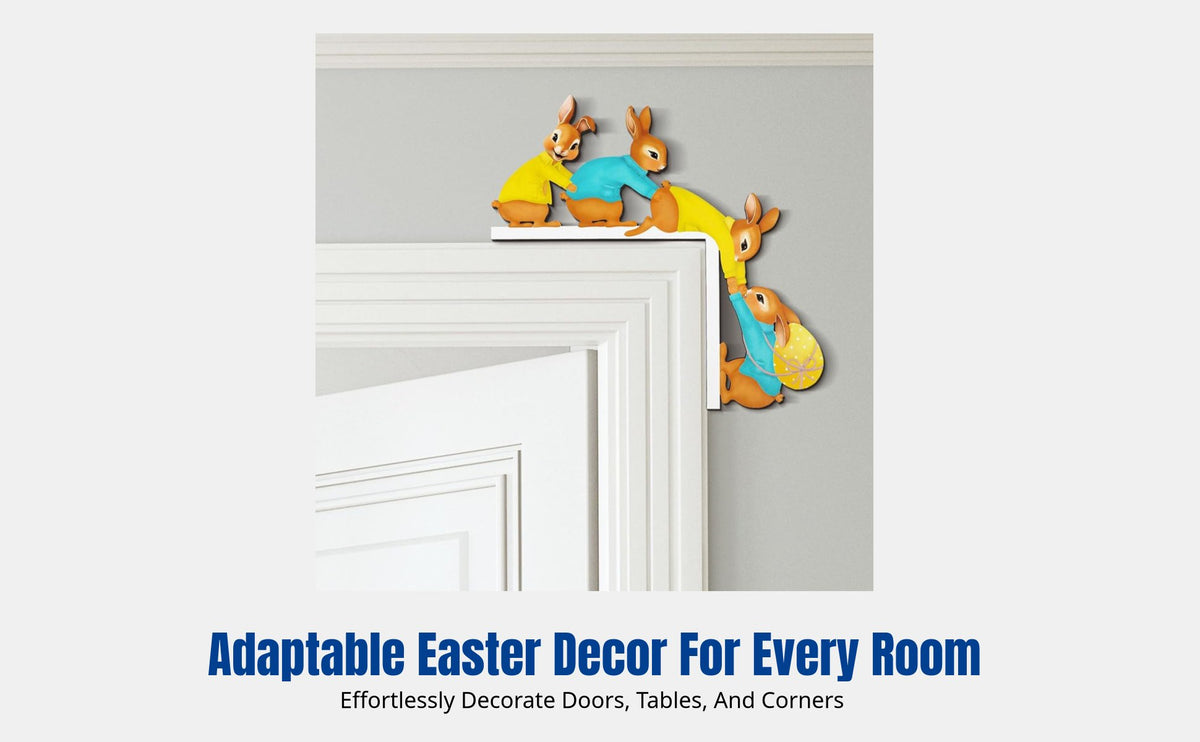 Easter Bunny Wooden Craft, Door Corner Frame Decor, Indoor Home Gift