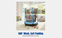Child Fitness Trampoline, Indoor and Outdoor Enclosure, Steel Frame, Bouncy Seat, Colorful, Multiple Attachments