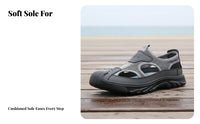 Men's Leather Sandals, Summer Breathable Soft Sole, Anti-Slip Beach Shoes, relaxed Hollow vented Design