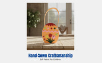 Easter Bunny Fabric Candy Bag, Creative Cartoon Oval Basket, Handmade Kids Tote, Holiday Gift Holder