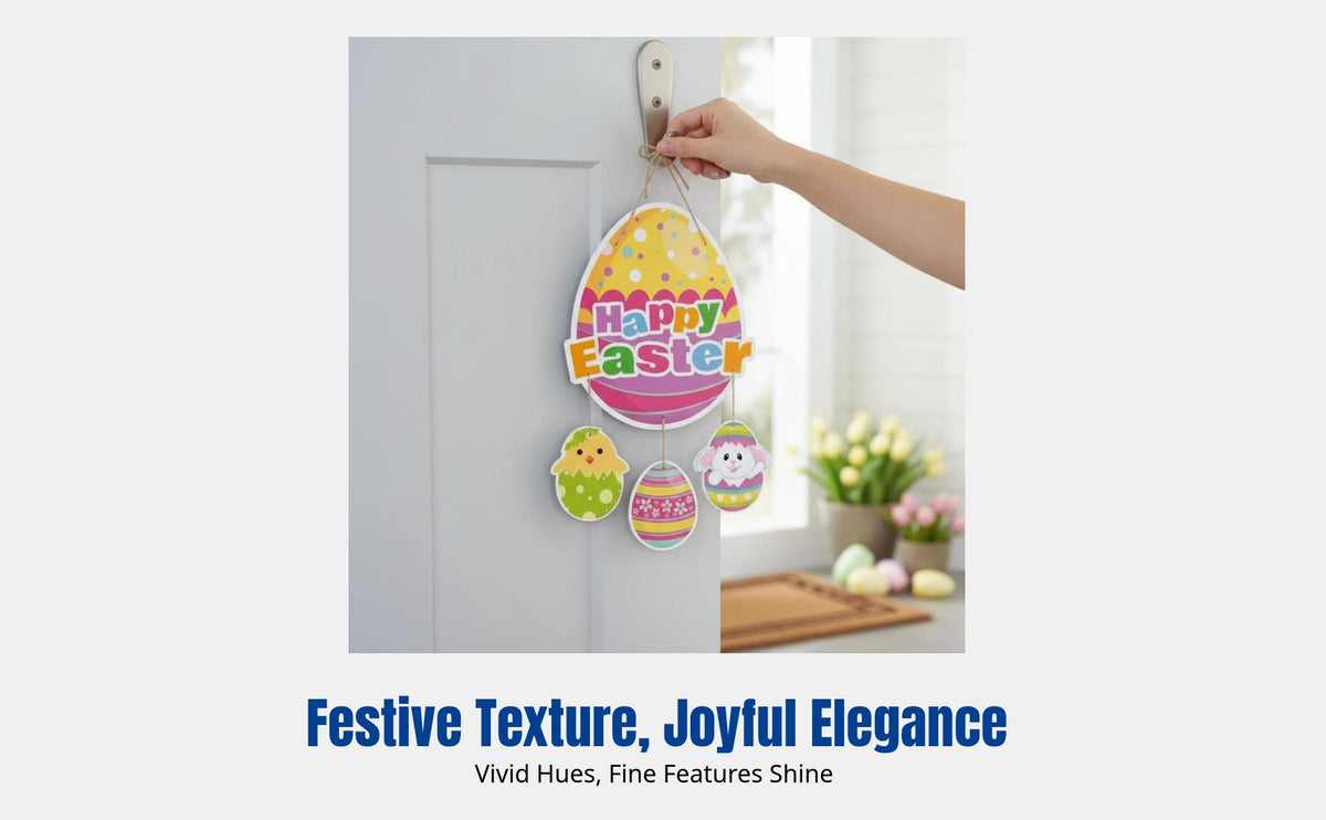 Easter Door Hanger, Cheerful Bunny and Carrot Oval Hanging Decor, Cartoon Holiday Party Decoration, Random Design