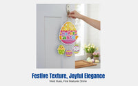 Easter Door Hanger, Cheerful Bunny and Carrot Oval Hanging Decor, Cartoon Holiday Party Decoration, Random Design