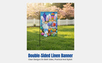 Double-Sided Linen Easter Flag, Seasonal Garden Banner, Holiday Courtyard Hanging Flag, Cartoon Hare, Outdoor Decoration